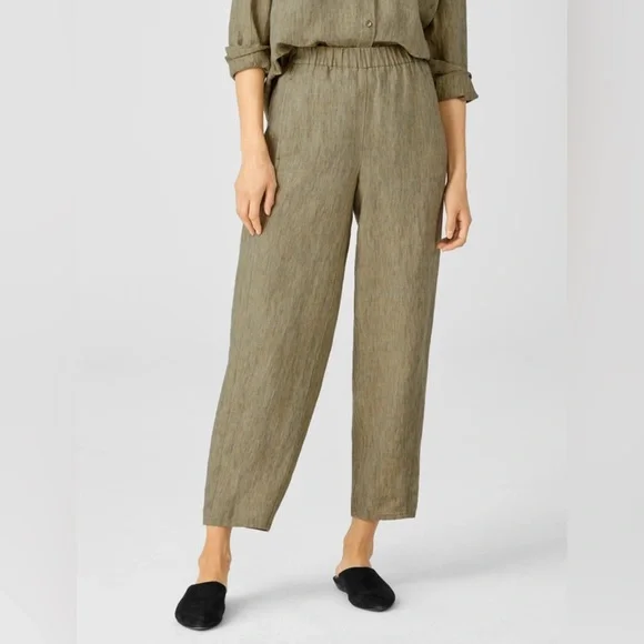 Eileen Fisher | Pants & Jumpsuits | Nwt Washed Organic Linen Delave Lantern  Pant Easy Fit Ankle Length Size Xl | Poshmark